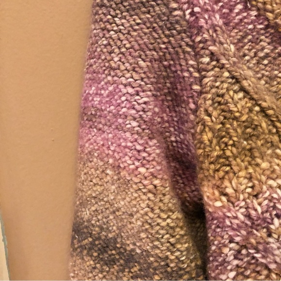Anthropologie Elsamanda Italian Wool Cable Knit Striped Sweater Brown Purple M - Picture 5 of 5